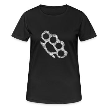 Schlagring / Weiss - Frauen T-Shirt atmungsaktiv - Schwarz - Vorne - AI Model Female 172 light (172cm)