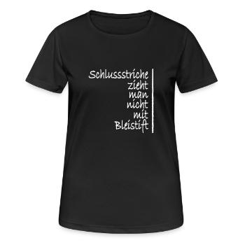 Schlussstrich Schluss machen Neuanfang Weiss - Frauen T-Shirt atmungsaktiv - Schwarz - Vorne - AI Model Female 172 light (172cm)