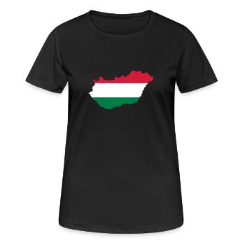 Hongrie - T-shirt respirant Femme - noir - Devant - AI Model Female 172 light (172cm)