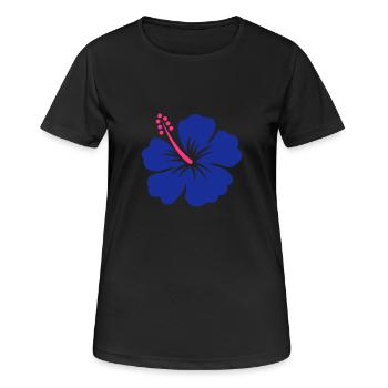 Hibiskus - Frauen T-Shirt atmungsaktiv - Schwarz - Vorne - AI Model Female 172 light (172cm)