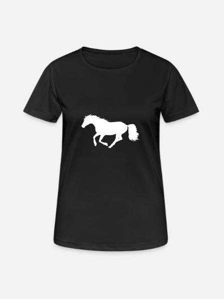 Cheval au galop - Silhouette Blanc Blanc - T-shirt respirant Femme - noir