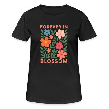FOREVER IN BLOSSOM - Frauen T-Shirt atmungsaktiv - Schwarz - Vorne - AI Model Female 172 light (172cm)