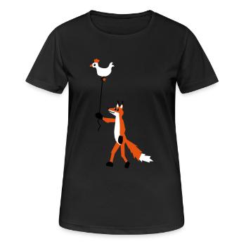 Fuchs und Henne - Frauen T-Shirt atmungsaktiv - Schwarz - Vorne - AI Model Female 172 light (172cm)