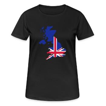 Großbritannien - Frauen T-Shirt atmungsaktiv - Schwarz - Vorne - AI Model Female 172 light (172cm)