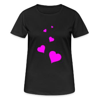 Herzen pink - Frauen T-Shirt atmungsaktiv - Schwarz - Vorne - AI Model Female 172 light (172cm)