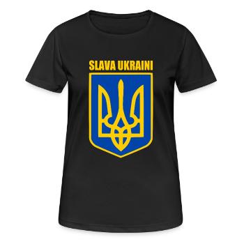 Slava ukraini - Frauen T-Shirt atmungsaktiv - Schwarz - Vorne - AI Model Female 172 light (172cm)