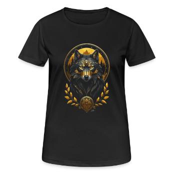 Loup Médiéval Or - T-shirt respirant Femme - noir - Devant - AI Model Female 172 light (172cm)