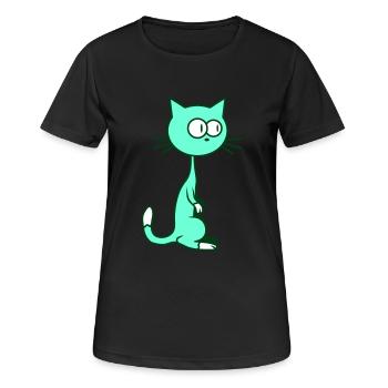 Neugierige Katze Guckt Lustig Ulkig Albern Komisch - Frauen T-Shirt atmungsaktiv - Schwarz - Vorne - AI Model Female 172 light (172cm)