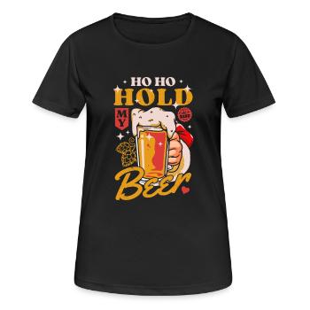Noel hoho tient ma bière Santa Claus - T-shirt respirant Femme - noir - Devant - AI Model Female 172 light (172cm)