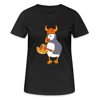 Papageientaucher Puffin - Frauen T-Shirt atmungsaktiv - Schwarz - Vorne - AI Model Female 172 light (172cm)