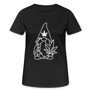 Wikingerzwerg Wikingerwichtel mit Hanfblatt - Frauen T-Shirt atmungsaktiv - Schwarz - Vorne - AI Model Female 172 light (172cm)