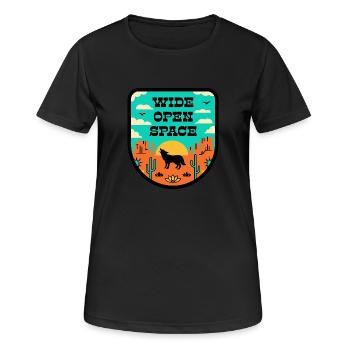 Désert dans un style rétro - T-shirt respirant Femme - noir - Devant - AI Model Female 172 light (172cm)