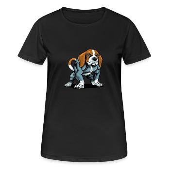 Beagle Dog Muscles Bodybuilding - Women's Breathable T-Shirt - black - Front - AI Model Female 172 light (172cm)