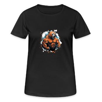 Combattant musculaire de l’ours grizzli - T-shirt respirant Femme - noir - Devant - AI Model Female 172 light (172cm)