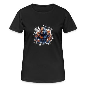 Fosse pour chien Muscles Combattant Bête - T-shirt respirant Femme - noir - Devant - AI Model Female 172 light (172cm)