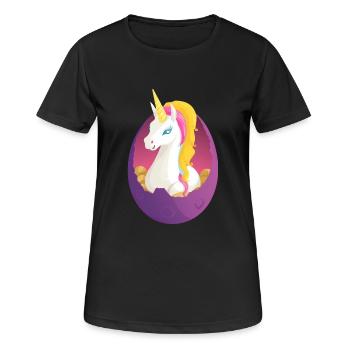 Licorne dans un œuf - Design coloré en rose, - T-shirt respirant Femme - noir - Devant - AI Model Female 172 light (172cm)