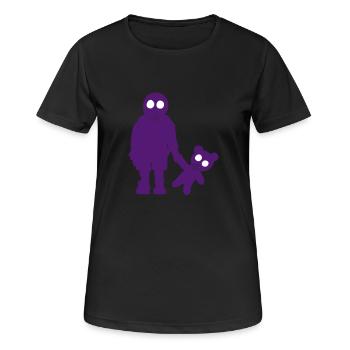 eddi ourson - petit garçon avec l'ours et le - T-shirt respirant Femme - noir - Devant - AI Model Female 172 light (172cm)
