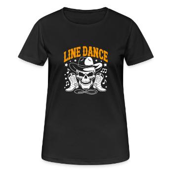 Line Dance Skull with Stetson and Boots and Lasso - Women's Breathable T-Shirt - black - Front - AI Model Female 172 light (172cm)