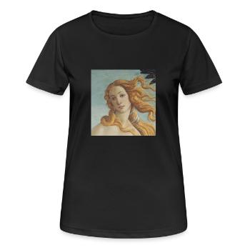 The Birth of Venus by Botticelli (detail) - Women's Breathable T-Shirt - black - Front - AI Model Female 172 light (172cm)