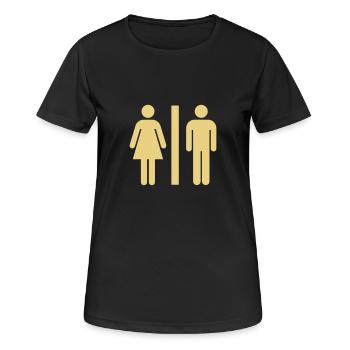 WC - Toilette - Mann - Frau - Frauen T-Shirt atmungsaktiv - Schwarz - Vorne - AI Model Female 172 light (172cm)