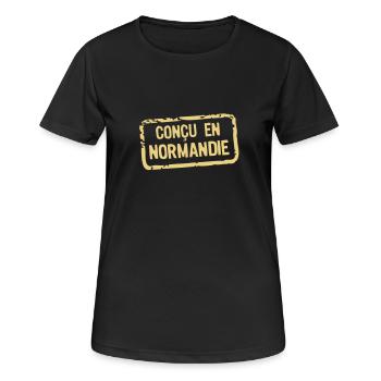 entworfen Label Normandie - Frauen T-Shirt atmungsaktiv - Schwarz - Vorne - AI Model Female 172 light (172cm)