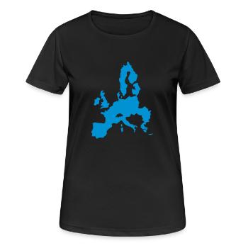 Europa - Europäische Union (EU) - Frauen T-Shirt atmungsaktiv - Schwarz - Vorne - AI Model Female 172 light (172cm)