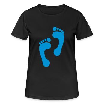 Pied, pieds, piste, empreinte, pied, - T-shirt respirant Femme - noir - Devant - AI Model Female 172 light (172cm)
