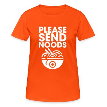 Please Send Noods Funny Food - Women's Breathable T-Shirt - neon orange - Front - AI Model Female 172 dark (172cm)