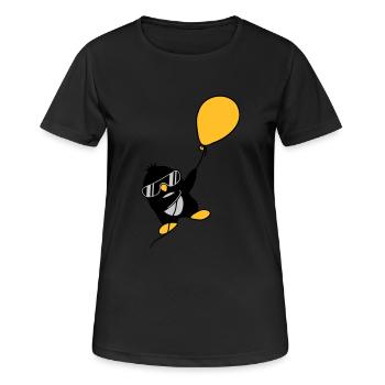 Le pingouin ballon s’envole - T-shirt respirant Femme - noir - Devant - AI Model Female 172 light (172cm)