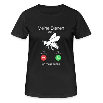 T-Shirt Geschenk - Imker Bienen rufen, muss gehen - Frauen T-Shirt atmungsaktiv - Schwarz - Vorne - AI Model Female 172 light (172cm)