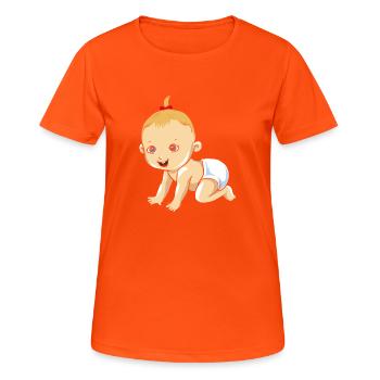 Baby Mädchen Girl Familie Kind Kleinkind Krabbeln - Frauen T-Shirt atmungsaktiv - Neonorange - Vorne - AI Model Female 172 dark (172cm)