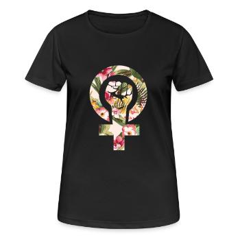 Feministen Faust - Gleichberechtigung -Frauenrecht - Frauen T-Shirt atmungsaktiv - Schwarz - Vorne - AI Model Female 172 light (172cm)