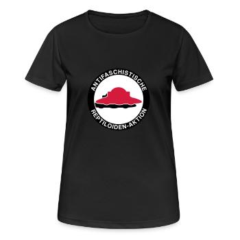 Antifaschistische Reptiloiden-Aktion - Frauen T-Shirt atmungsaktiv - Schwarz - Vorne - AI Model Female 172 light (172cm)