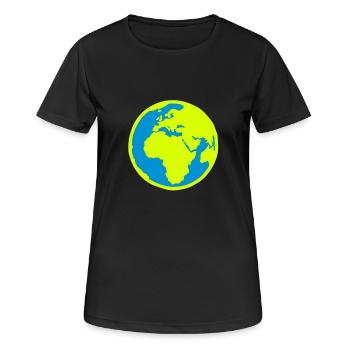 planete terre bleu1 - T-shirt respirant Femme - noir - Devant - AI Model Female 172 light (172cm)