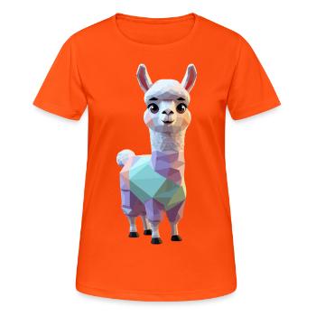 Süßes Polygon-Lama Alpaka - Frauen T-Shirt atmungsaktiv - Neonorange - Vorne - AI Model Female 172 dark (172cm)