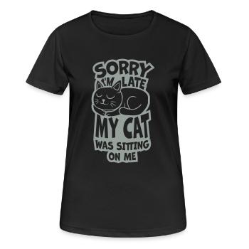 désolé chat était assis - T-shirt respirant Femme - noir - Devant - AI Model Female 172 light (172cm)