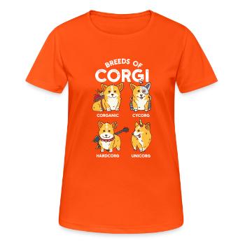 Races de Corgis - Welsh CORGI drôle chien chiot - T-shirt respirant Femme - orange néon - Devant - AI Model Female 172 dark (172cm)