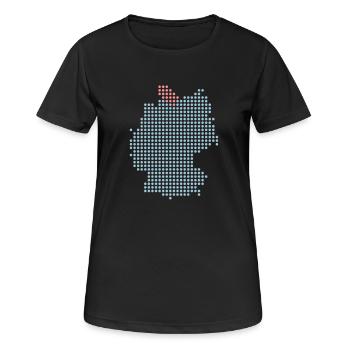 Schleswig-Holstein - Kiel und Lübeck - Frauen T-Shirt atmungsaktiv - Schwarz - Vorne - AI Model Female 172 light (172cm)