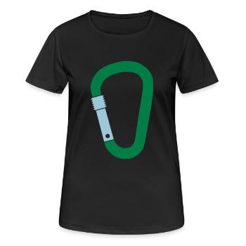 Karabiner - Frauen T-Shirt atmungsaktiv - Schwarz - Vorne - AI Model Female 172 light (172cm)