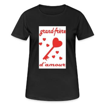 Großer Bruder in der Liebe - Frauen T-Shirt atmungsaktiv - Schwarz - Vorne - AI Model Female 172 light (172cm)