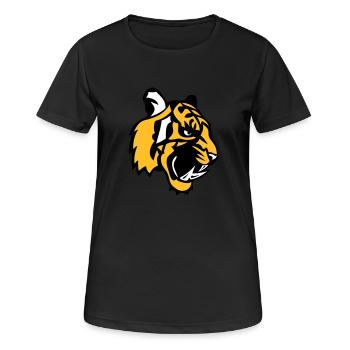 Tigergesicht Cartoon-Maskottchen 28 - Frauen T-Shirt atmungsaktiv - Schwarz - Vorne - AI Model Female 172 light (172cm)