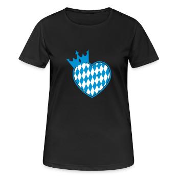 Wiesn Herz Krone Tracht Bierzelt - Frauen T-Shirt atmungsaktiv - Schwarz - Vorne - AI Model Female 172 light (172cm)