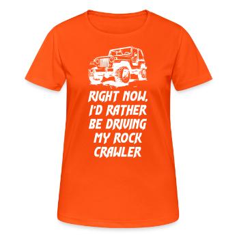 En ce moment, je conduis mon Rock Crawler - T-shirt respirant Femme - orange néon - Devant - AI Model Female 172 dark (172cm)