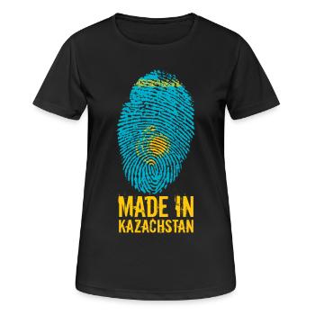 Made in Kazachstan / Gemacht in Kasachstan - Frauen T-Shirt atmungsaktiv - Schwarz - Vorne - AI Model Female 172 light (172cm)
