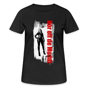Hör off de Muddi 1 - Frauen T-Shirt atmungsaktiv - Schwarz - Vorne - AI Model Female 172 light (172cm)