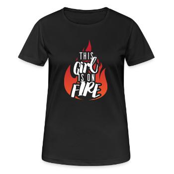 This Girl is on Fire T-Shirt - T-shirt respirant Femme - noir - Devant - AI Model Female 172 light (172cm)