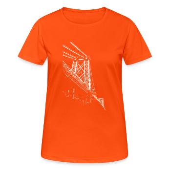 Williamsburg Bridge - Frauen T-Shirt atmungsaktiv - Neonorange - Vorne - AI Model Female 172 dark (172cm)