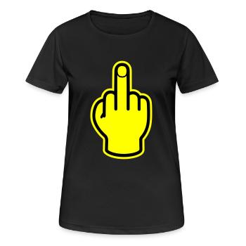 Mittelfinger Hand Provokativ - Frauen T-Shirt atmungsaktiv - Schwarz - Vorne - AI Model Female 172 light (172cm)