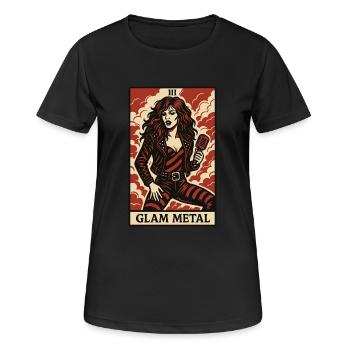 Glam Metal Tarotkarte – Heftig, auffällig und laut - Frauen T-Shirt atmungsaktiv - Schwarz - Vorne - AI Model Female 172 light (172cm)
