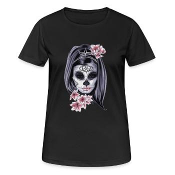 La Catrina - Jour des morts - T-shirt respirant Femme - noir - Devant - AI Model Female 172 light (172cm)